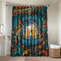 Beer Lovers Cheers To Good Times Bathroom Set Urban Graffiti Pattern With Frothy Clinking Mugs Art