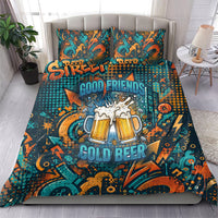 Beer Lovers Cheers To Good Times Bedding Set Urban Graffiti Pattern With Frothy Clinking Mugs Art