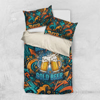 Beer Lovers Cheers To Good Times Bedding Set Urban Graffiti Pattern With Frothy Clinking Mugs Art