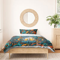 Beer Lovers Cheers To Good Times Bedding Set Urban Graffiti Pattern With Frothy Clinking Mugs Art