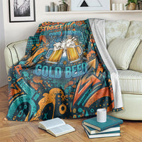 Beer Lovers Cheers To Good Times Blanket Urban Graffiti Pattern With Frothy Clinking Mugs Art