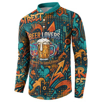 Beer Lovers Cheers To Good Times Button Sweatshirt Urban Graffiti Pattern With Frothy Clinking Mugs Art