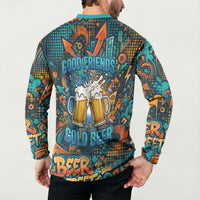 Beer Lovers Cheers To Good Times Button Sweatshirt Urban Graffiti Pattern With Frothy Clinking Mugs Art