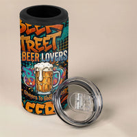 Beer Lovers Cheers To Good Times 4 in 1 Can Cooler Tumbler Urban Graffiti Pattern With Frothy Clinking Mugs Art