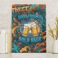 Beer Lovers Cheers To Good Times Canvas Wall Art Urban Graffiti Pattern With Frothy Clinking Mugs Art