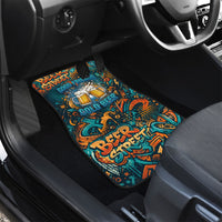 Beer Lovers Cheers To Good Times Car Mats Urban Graffiti Pattern With Frothy Clinking Mugs Art