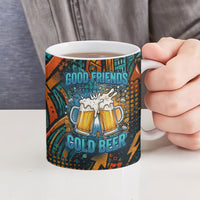 Beer Lovers Cheers To Good Times Ceramic Mug Urban Graffiti Pattern With Frothy Clinking Mugs Art
