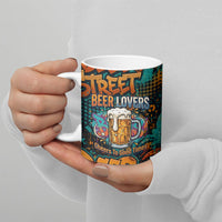 Beer Lovers Cheers To Good Times Ceramic Mug Urban Graffiti Pattern With Frothy Clinking Mugs Art