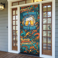 Beer Lovers Cheers To Good Times Door Cover Urban Graffiti Pattern With Frothy Clinking Mugs Art