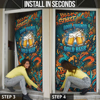 Beer Lovers Cheers To Good Times Door Cover Urban Graffiti Pattern With Frothy Clinking Mugs Art
