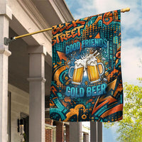 Beer Lovers Cheers To Good Times Garden Flag Urban Graffiti Pattern With Frothy Clinking Mugs Art
