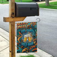 Beer Lovers Cheers To Good Times Garden Flag Urban Graffiti Pattern With Frothy Clinking Mugs Art