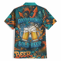 Beer Lovers Cheers To Good Times Hawaiian Shirt Urban Graffiti Pattern With Frothy Clinking Mugs Art