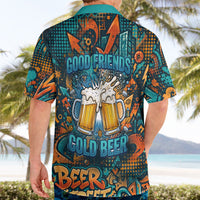 Beer Lovers Cheers To Good Times Hawaiian Shirt Urban Graffiti Pattern With Frothy Clinking Mugs Art