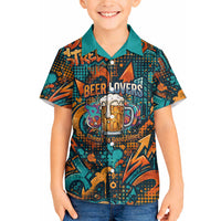 Beer Lovers Cheers To Good Times Hawaiian Shirt Urban Graffiti Pattern With Frothy Clinking Mugs Art