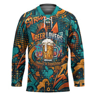 Beer Lovers Cheers To Good Times Hockey Jersey Urban Graffiti Pattern With Frothy Clinking Mugs Art