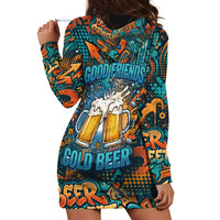 Beer Lovers Cheers To Good Times Hoodie Dress Urban Graffiti Pattern With Frothy Clinking Mugs Art
