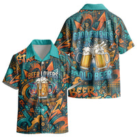 Beer Lovers Cheers To Good Times Kid Hawaiian Shirt Urban Graffiti Pattern With Frothy Clinking Mugs Art