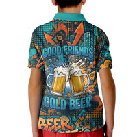 Beer Lovers Cheers To Good Times Kid Polo Shirt Urban Graffiti Pattern With Frothy Clinking Mugs Art