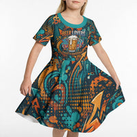 Beer Lovers Cheers To Good Times Kid Short Sleeve Dress Urban Graffiti Pattern With Frothy Clinking Mugs Art