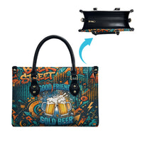 Beer Lovers Cheers To Good Times Leather Bag Urban Graffiti Pattern With Frothy Clinking Mugs Art