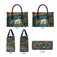 Beer Lovers Cheers To Good Times Leather Bag Urban Graffiti Pattern With Frothy Clinking Mugs Art