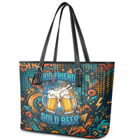 Beer Lovers Cheers To Good Times Leather Tote Bag Urban Graffiti Pattern With Frothy Clinking Mugs Art