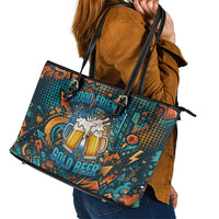 Beer Lovers Cheers To Good Times Leather Tote Bag Urban Graffiti Pattern With Frothy Clinking Mugs Art