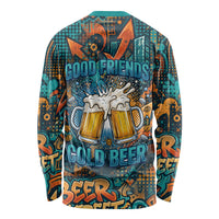 Beer Lovers Cheers To Good Times Long Sleeve Shirt Urban Graffiti Pattern With Frothy Clinking Mugs Art