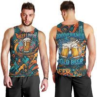 Beer Lovers Cheers To Good Times Men Tank Top Urban Graffiti Pattern With Frothy Clinking Mugs Art