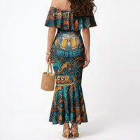 Beer Lovers Cheers To Good Times Mermaid Dress Urban Graffiti Pattern With Frothy Clinking Mugs Art