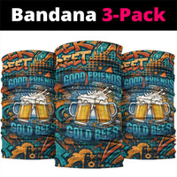 Beer Lovers Cheers To Good Times Neck Gaiter Urban Graffiti Pattern With Frothy Clinking Mugs Art