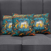 Beer Lovers Cheers To Good Times Pillow Cover Urban Graffiti Pattern With Frothy Clinking Mugs Art