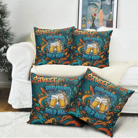 Beer Lovers Cheers To Good Times Pillow Cover Urban Graffiti Pattern With Frothy Clinking Mugs Art