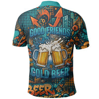 Beer Lovers Cheers To Good Times Polo Shirt Urban Graffiti Pattern With Frothy Clinking Mugs Art