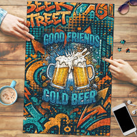 Beer Lovers Cheers To Good Times Puzzle Urban Graffiti Pattern With Frothy Clinking Mugs Art