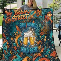 Beer Lovers Cheers To Good Times Quilt Urban Graffiti Pattern With Frothy Clinking Mugs Art