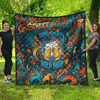 Beer Lovers Cheers To Good Times Quilt Urban Graffiti Pattern With Frothy Clinking Mugs Art