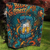 Beer Lovers Cheers To Good Times Quilt Urban Graffiti Pattern With Frothy Clinking Mugs Art