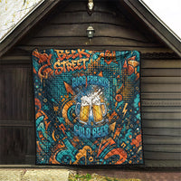 Beer Lovers Cheers To Good Times Quilt Urban Graffiti Pattern With Frothy Clinking Mugs Art