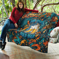 Beer Lovers Cheers To Good Times Quilt Urban Graffiti Pattern With Frothy Clinking Mugs Art