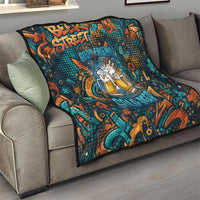 Beer Lovers Cheers To Good Times Quilt Urban Graffiti Pattern With Frothy Clinking Mugs Art
