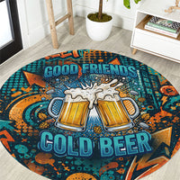 Beer Lovers Cheers To Good Times Round Carpet Urban Graffiti Pattern With Frothy Clinking Mugs Art