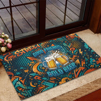 Beer Lovers Cheers To Good Times Rubber Doormat Urban Graffiti Pattern With Frothy Clinking Mugs Art