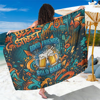 Beer Lovers Cheers To Good Times Sarong Urban Graffiti Pattern With Frothy Clinking Mugs Art