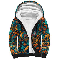 Beer Lovers Cheers To Good Times Sherpa Hoodie Urban Graffiti Pattern With Frothy Clinking Mugs Art