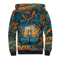 Beer Lovers Cheers To Good Times Sherpa Hoodie Urban Graffiti Pattern With Frothy Clinking Mugs Art