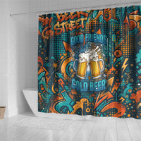 Beer Lovers Cheers To Good Times Shower Curtain Urban Graffiti Pattern With Frothy Clinking Mugs Art