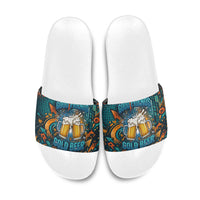 Beer Lovers Cheers To Good Times Slide Sandals Urban Graffiti Pattern With Frothy Clinking Mugs Art