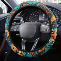 Beer Lovers Cheers To Good Times Steering Wheel Cover Urban Graffiti Pattern With Frothy Clinking Mugs Art